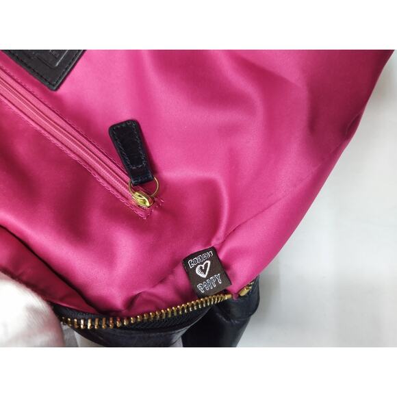 Coach Poppy Black Leather Double Pushlock Double Handles Satchel Bag - Picture 14 of 16